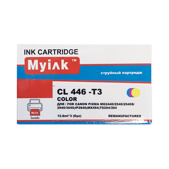 Картридж для canon  cl-446 pixma mg2440/2540/2940 eco-saver с тремя сменными чернильными блоками (12,8ml * 3шт) color myink
