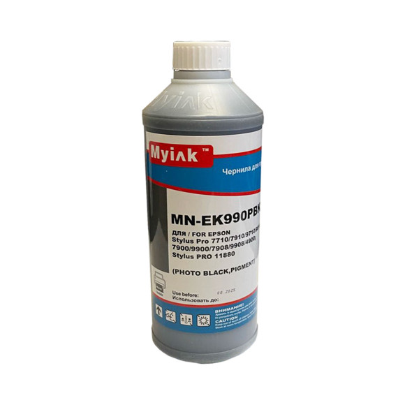 Чернила для  EPSON St Pro 4880, 7890, 3880, 9700, 7880, 7700, 9890, 4900, 3800, 7900, 9900, 9880, 11880, 4450, R3000, R2880, SureColor SC-T3200, T3000, T5200, T5000, T7200, T7000, P6000, P8000, P7000, P9000, P5000 (1л, photo black Pigment) EK990PBK MyInk
