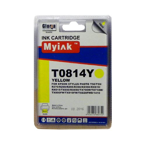 Картридж для (T0814/T0824) EPSON R270/390/RX590/TX700/1410 Yellow (16ml, Dye) MyInk