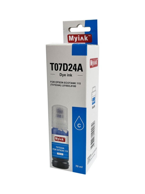 Чернила для EPSON EcoTank, KeyLock (115) (T07D24A) L8160, L8168, L8180, L8188, ET-8500, ET-8550  (70мл, cyan)  MyInk