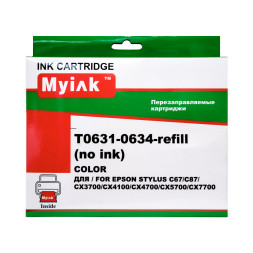 Перезаправляемые картриджи ПЗК T0631- T0634 для Epson St C67, C87, CX3700, CX4100, CX4700, чипы с автосбросом, комплект 4 цвета, MyInk