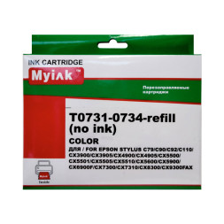 Перезаправляемые картриджи ПЗК T0731-T0734 для Epson St C79, CX3900, CX4900, CX5900, чипы с автосбросом, комплект 5 цветов, MyInk