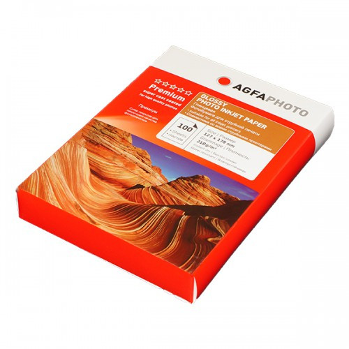 Фотобумага для струйной печати глянцевая А12(13х18), 210 г/м2, 100л,коробка AGFA