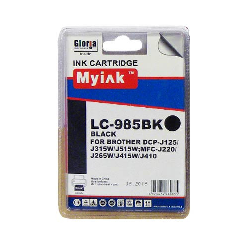 Картридж для Brother DCP-125/315W/515W/MFC-265W/410/415W (LC39/985BK) Black (12 ml, Dye) MyInk