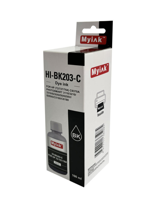 Чернила для (HP 72, HP 727, HP 764) C9370A (100мл, photo black, Dye) HI-BK203-C Gloria™ MyInk