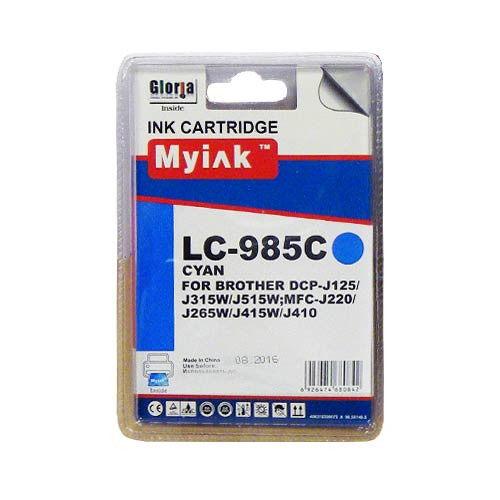 Картридж для Brother DCP-125/315W/515W/MFC-265W/410/415W (LC39/985C) Cyan (12 ml, Dye)  MyInk