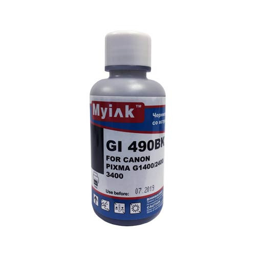 Чернила  для CANON (GI-490BK) PIXMA G1400/2400/3400 (100мл,black,Pigment) MyInk