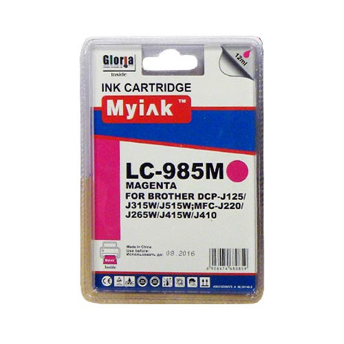 Картридж для Brother DCP-125/315W/515W/MFC-265W/410/415W (LC39/985M) Magenta (12 ml, Dye)  MyInk