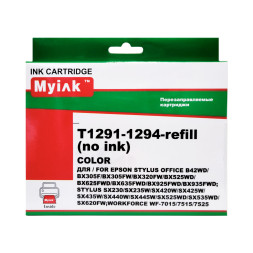 Перезаправляемые картриджи ПЗК T1291-T1294 для Epson St SX525, SX620, B42, BX525, BX625, BX635, DX925, BX 935, чипы с автосбросом, комплект 5 цветов, MyInk