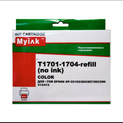Перезаправляемые картриджи ПЗК T1701-T1704 для Epson Expression Home XP33, XP103, XP203, XP20, XP303, XP306, XP403, XP406, XP313, XP413, чипы с автосбросом, комплект 5 цветов, MyInk