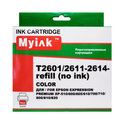 Перезаправляемые картриджи ПЗК T2601,T2611-T2614 для Epson Expression Premium XP-600, XP605, XP700, XP800, чипы с автосбросом, комплект 5 цветов, MyInk