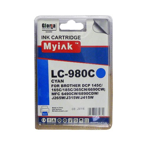 Картридж для Brother DCP-145C/6690CW/MFC-250C (LC980C) Cyan (18ml, Dye) MyInk