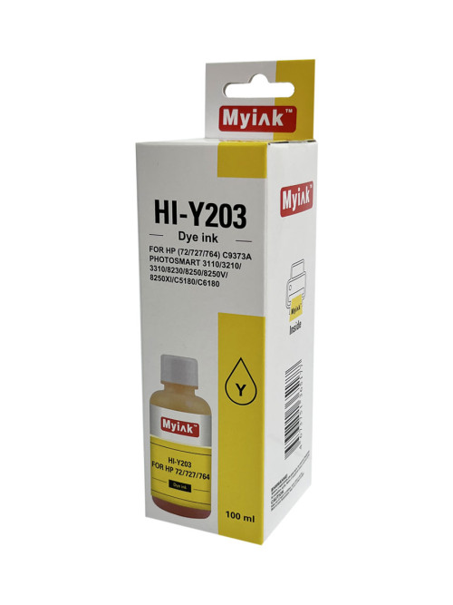 Чернила для (HP 72, HP 727, HP 764) C9373A (100мл,yellow) HI-Y203 Gloria™ MyInk