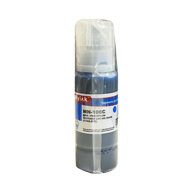 Чернила для EPSON EcoTank (108) L8050/L18050 (100мл, cyan, Dye) MyInk