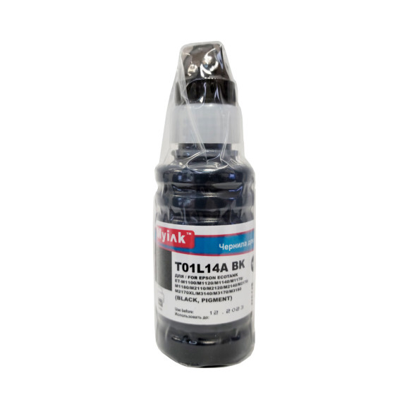Чернила для epson ecotank 110s (t01l14a) et-1100/m1120//m1180/m2140/m3140/m3170 (70мл, black,pigment) myink