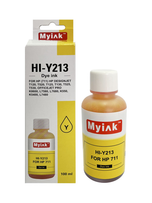 Чернила для HP (711) HP DesignJet T120, T520, T125, T130, T525, T530, OfficeJet Pro K8600, L7580, L7680, K550, K5400, L7480 (100мл, yellow, Dye) HI-Y213 Gloria™ MyInk