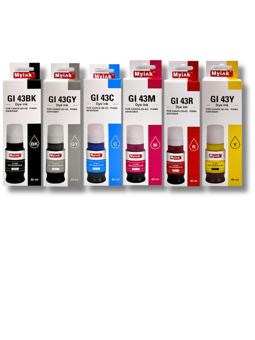 Чернила для Canon PIXMA G540/G640/G570/G670/G580/G680, GI-43, водные, комплект 6 Х 60 мл MyInk