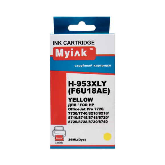 Картридж для (953xl) hp officejet pro 8210/8710/8730 f6u18ae yellow myink  (для версий прошивки по 2223 включительно)