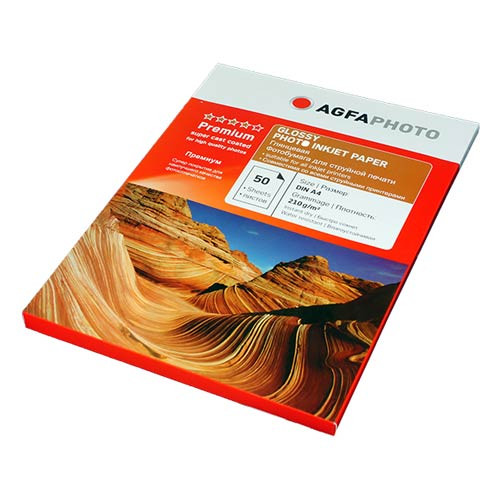 Фотобумага для струйной печати глянцевая А4, 210 г/м2, 50л, цв.пакет AGFA