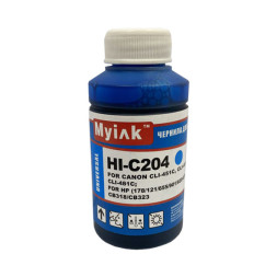 Чернила универсальные для CANON-HP CLI-451C/455C/471C; HP (178,655/901/920) HI-C204 (70мл, Cyan Dye) MyInk