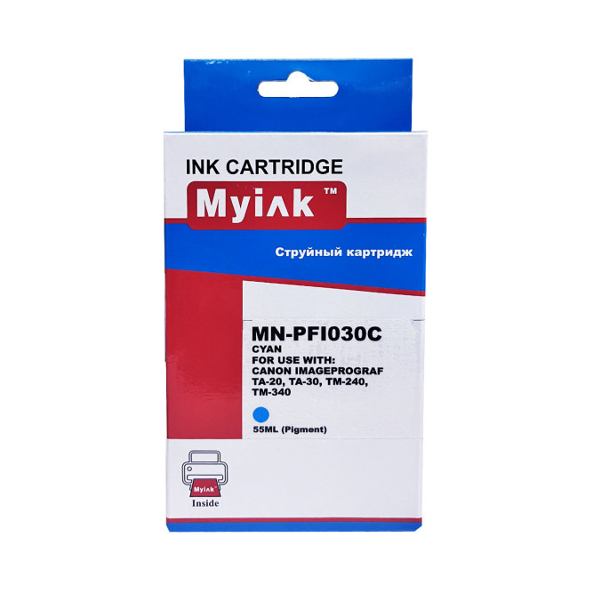 Картридж для CANON  PFI-030C IPF TA-20/TA-30/ TM-240/ТМ-340  Cyan (55ml, Pigment) MyInk