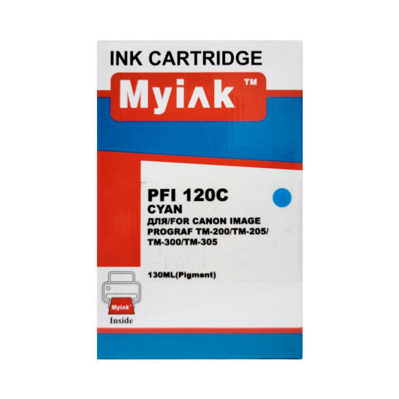Картридж для canon  pfi-120c tm-200/205/300/305 cyan (130ml, pigment) myink
