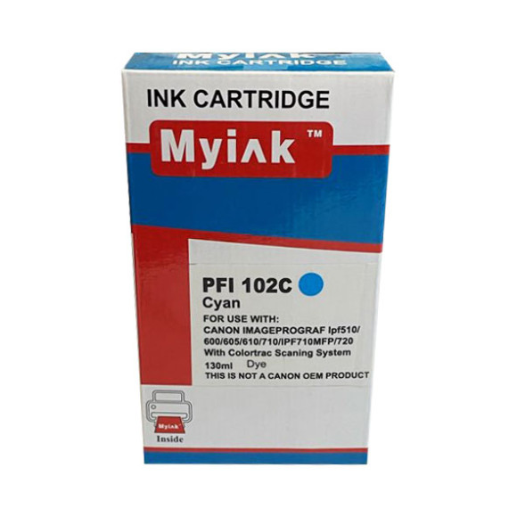 Картридж для canon  pfi-102c ipf 500/600/700 cyan (130ml, dye) myink
