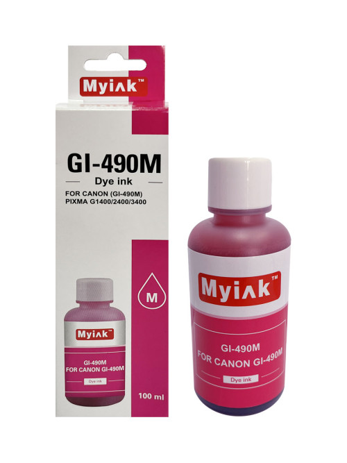 Чернила  для CANON (GI-490M) PIXMA G1400/2400/3400  (100мл,magenta,Dye) MyInk