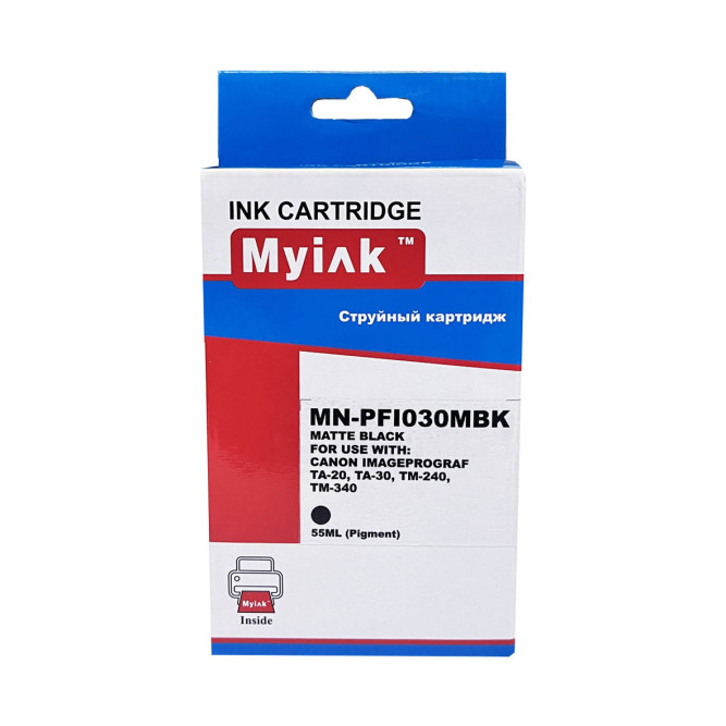 Картридж для CANON  PFI-030MBK IPF TA-20, TA-30, TM-240, TM-340 Matte Black (55ml, Pigment) MyInk