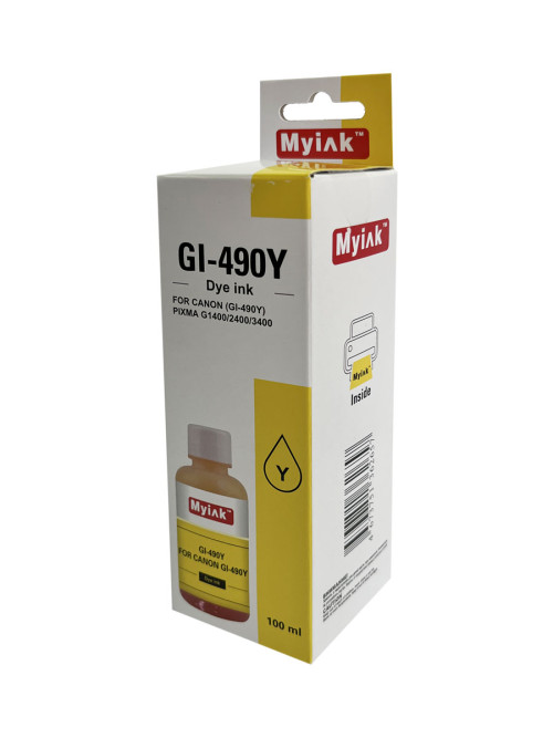 Чернила  для CANON (GI-490Y) PIXMA G1400/2400/3400 (100мл,yellow,Dye)  MyInk