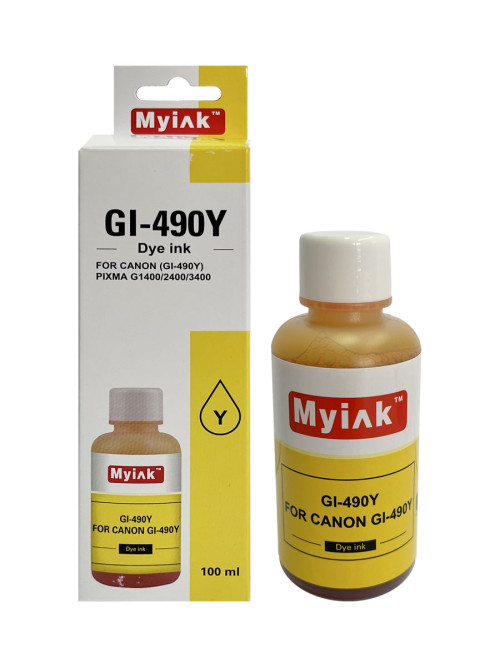 Чернила  для CANON (GI-490Y) PIXMA G1400/2400/3400 (100мл,yellow,Dye)  MyInk