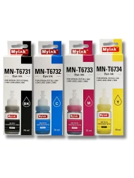 Чернила MyInk для Epson Ecotank L100, L110, L120, L122, L132, L200, L210, L222, L312, L300, L310, L350, L355, L366, L362, L382, L386, L364, L456, L486, , L550, L566, L555, L1300, L3050, L3060, L3070 (T6731-T6734), водные, комплект 4 цвета по 70 мл