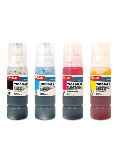 Чернила MyInk для Epson Ecotank L11058, L1119, L1218, L1258, L1259, L3106, L3108, L3109, L3115, L3268, L3269, L3556, L3558, L5190, L5256, L5298 (103/104) - водные 4x70 мл, KeyLock, комплект 4 цвета