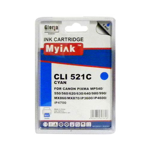 Картридж для canon  cli-521  c pixma ip3600/4600/mp540/620/630/980 cyan (8,4ml, dye) myink