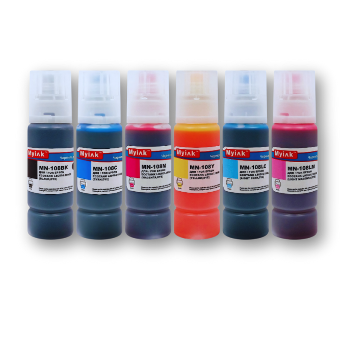Чернила MyInk для Epson Ecotank L8050, L18050, L8058, L18058 (108, 056, 057), водные, KeyLock, комплект 6 цветов по 100 мл