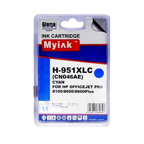 Картридж для (951XL)  HP Officejet Pro 8100/8600/8600Plus/8610/8615/8620/8625/8630/8640/8660 HP Officejet Pro 251dw/276dw CN046AE Cyan (26ml, Pigment) MyInk