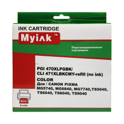 Перезаправляемые картриджи ПЗК PGI-470XL, CLI-471XL для Canon Pixma MG5740, MG6840, MG7740, чипы с автосбросом, комплект 5 цветов, MyInk
