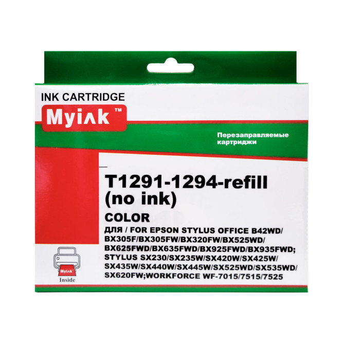 Картриджи (БЕЗ ЧЕРНИЛ) ПЗК (T1291-1294) для Epson St SX525/620/B42/BX525/625/635/925/935/WF7, автосброс, 4 шт MyInk