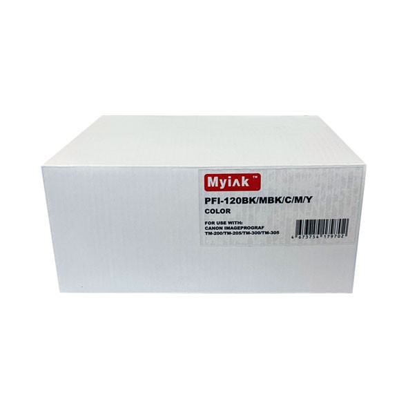 Картриджи (БЕЗ ЧЕРНИЛ) ПЗК (PFI-120BK/MBK/C/M/Y) для CANON TM-200/205/300/305, permanent chip*, 5шт MyInk