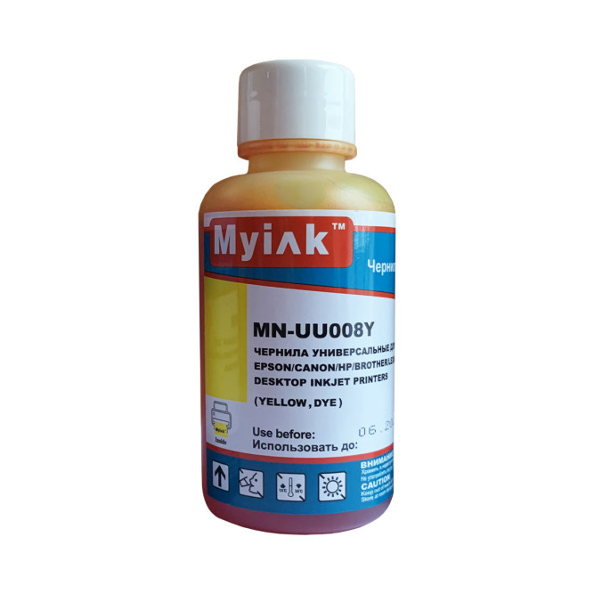 Чернила для Epson/Canon/HP/Brother Universal Ink (100мл,yellow, Dye) UU008Y MyInk
