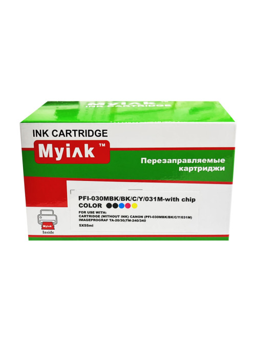 Картриджи (БЕЗ ЧЕРНИЛ) ПЗК (PFI-030MBK/BK/C/Y/031M) для CANON imageProGRAF TA-20/30;TM-240/340,with chip, 5шт MyInk
