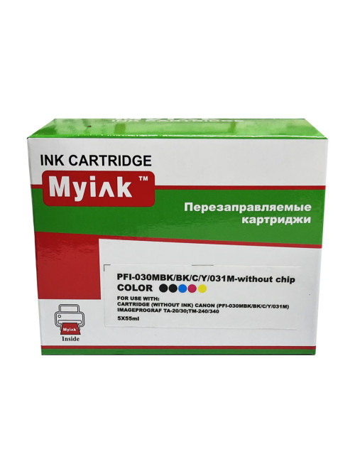 Картриджи (БЕЗ ЧЕРНИЛ) ПЗК (PFI-030MBK/BK/C/Y/031M) для CANON imageProGRAF TA-20/30;TM-240/340,without chip, 5шт MyInk