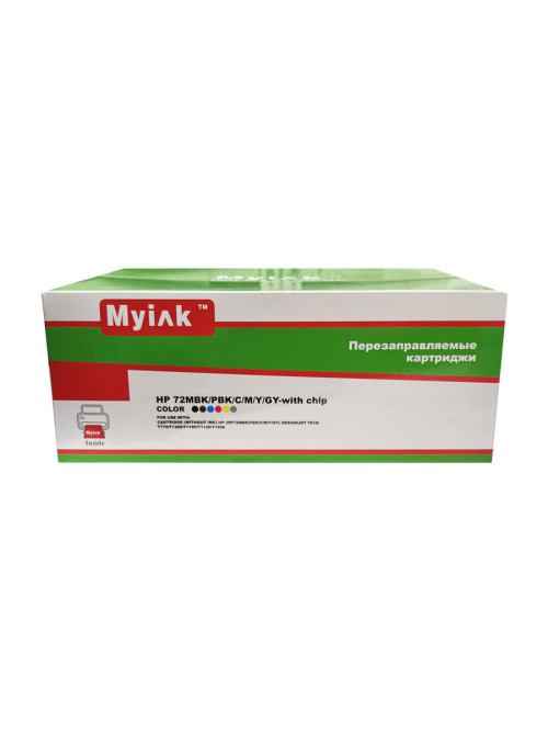 Картриджи (БЕЗ ЧЕРНИЛ) ПЗК (HP72MBK/PBK/C/M/Y/GY) для  HP Designjet T610/T770/T1300/T1100/T1120//T1200, 300мл, with chip, 6шт MyInk
