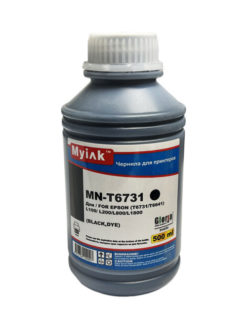 Чернила для EPSON (T6731/T6641) L100/ L200/L800/ L805/ L1800 (500мл, black, Dye) MN-T6731BK Gloria™ MyInk