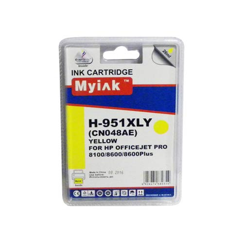 Картридж для (951XL)  HP Officejet Pro 8100/8600/8600Plus/8610/8615/8620/8625/8630/8640/8660 HP Officejet Pro 251dw/276dw CN048AE Yellow (26ml, Pigment) MyInk