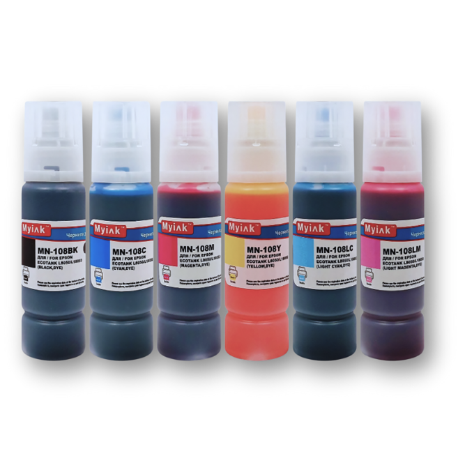 Чернила MyInk для Epson Ecotank L8050, L18050, L8058, L18058 (108, 056, 057), водные, KeyLock, комплект 6 цветов по 100 мл