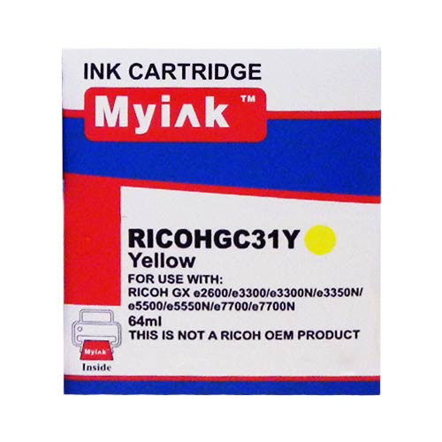 Картридж гелевый для ricoh aficio gx e5550n type gc 31y yellow (64ml, pigment) myink