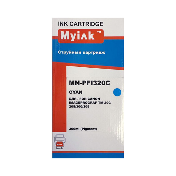 Картридж для canon  pfi-320c tm-200/205/300/305 cyan (300ml, pigment) myink